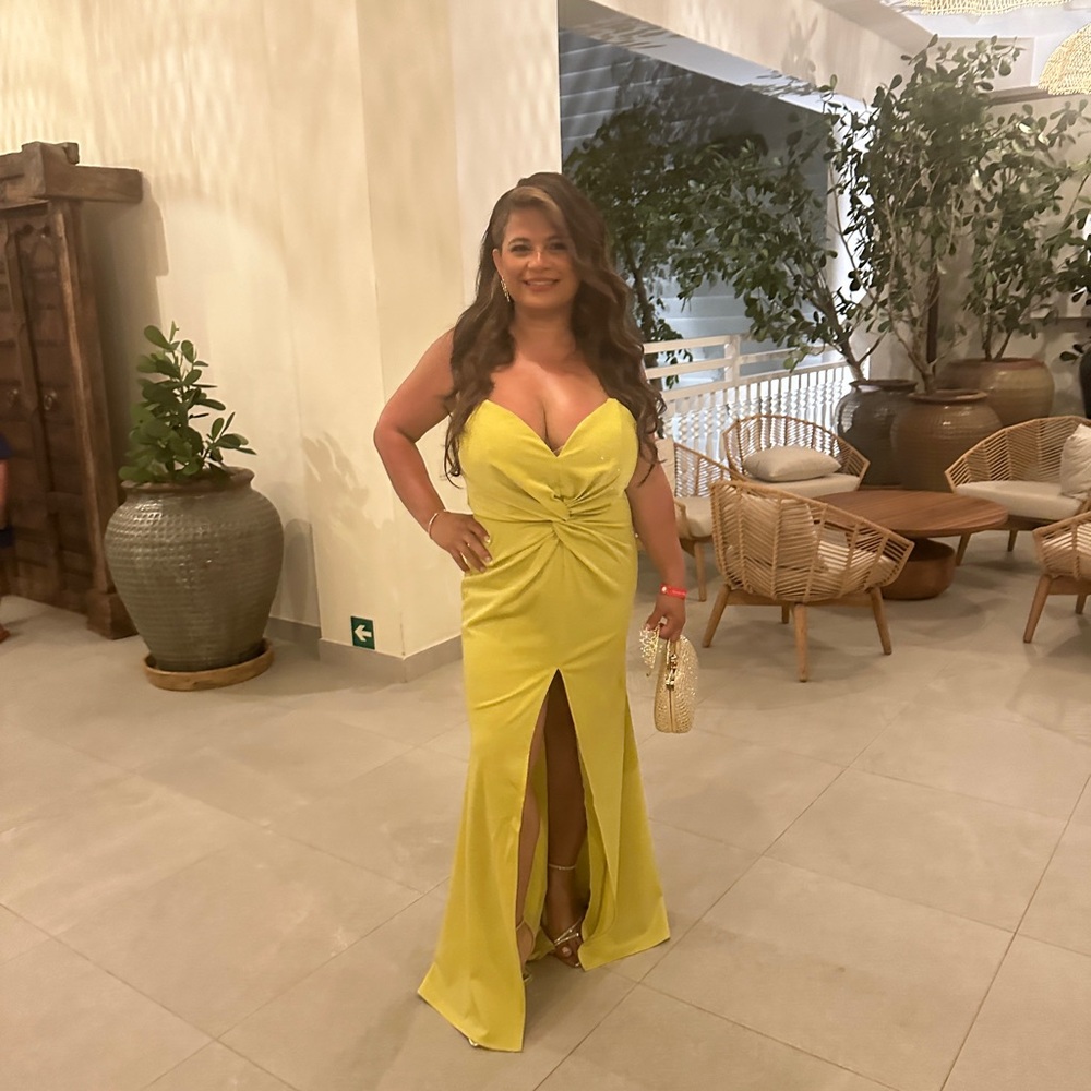 Fashion Nova Strapless Yellow Dress